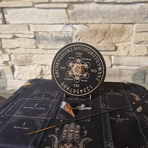 Planche pendule en bois motif cube de métatron  , planche de divination, planche de méditation , , décoration d'autel