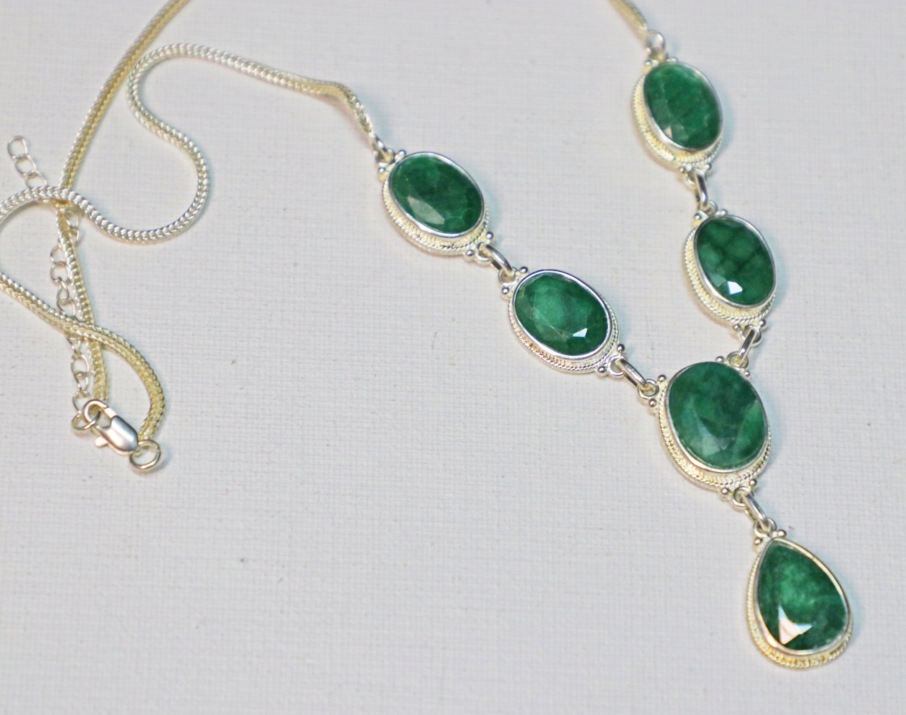 Necklace, Malachite, Pendant, Faceted, Jewelry, Vintage