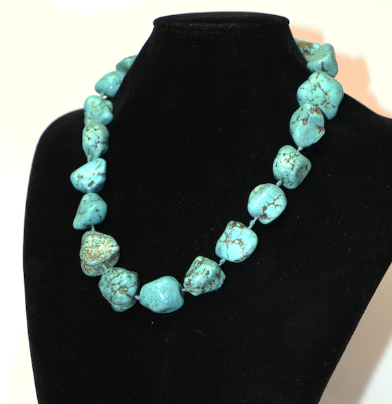 Necklace, Turquoise, nuggets, vintage, jewelry, b… - image 1