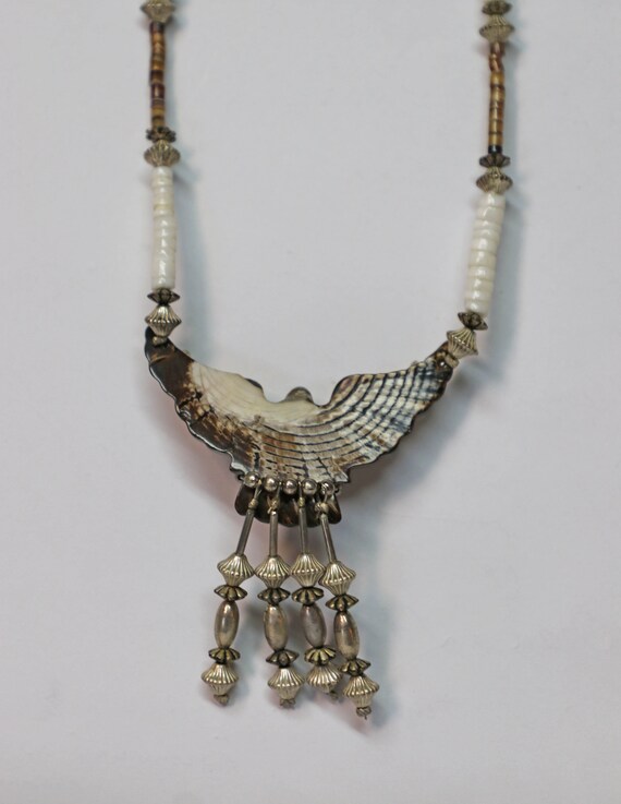 Necklace, Native American look, Eagle, Shell, Ste… - image 1