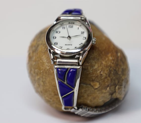 Vintage Lapis Lazuli Sterling Silver Watchband Tips 