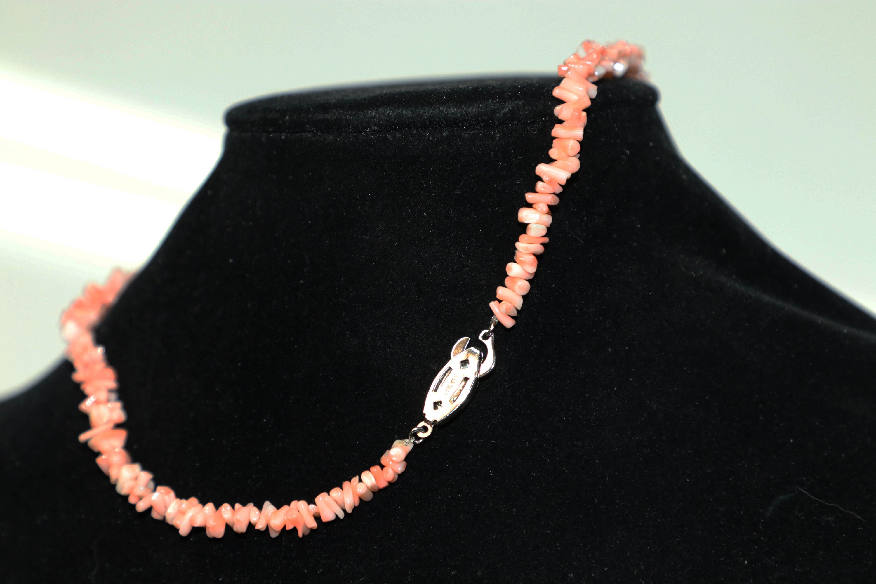 Sautoir En Corail Rose Peau D'ange - Longueur 90 Cm+, Acier Inoxydable, Neuf