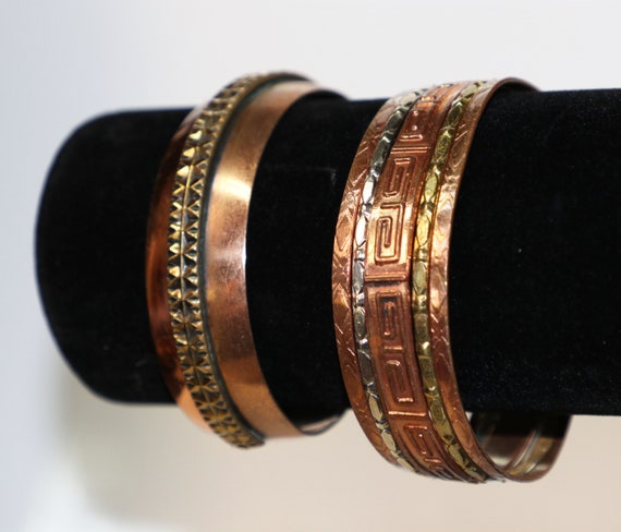 Bracelets, Copper, Cuff, Brass, Silver tone, Sout… - image 1
