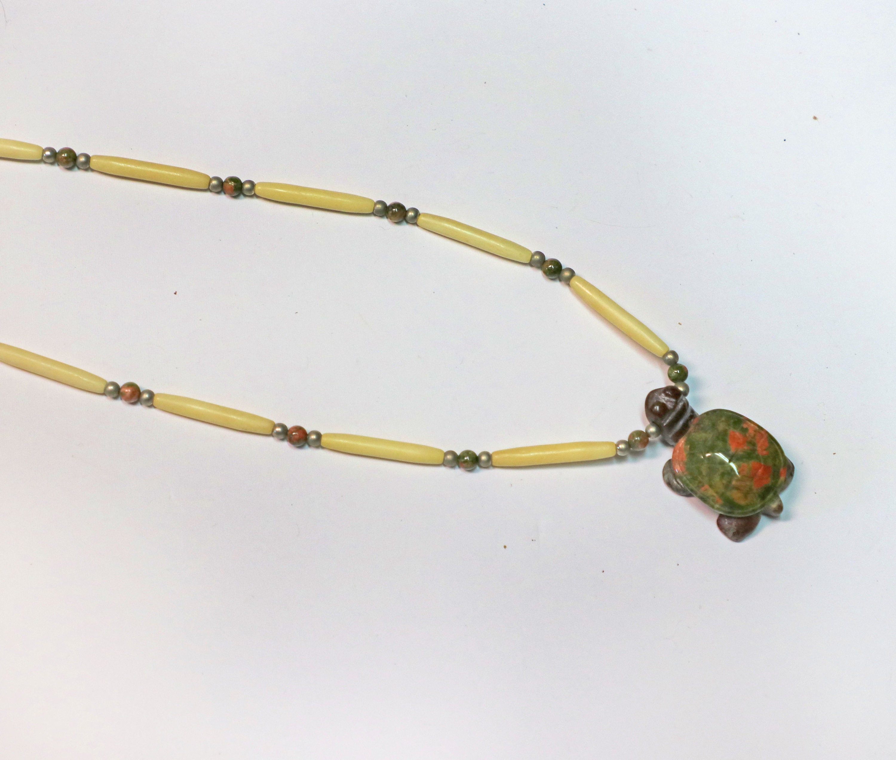 Necklace, Native American, Chippewa, Carved Stone, Vintage