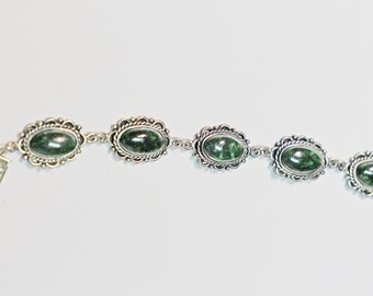 Bracelet, Jade, Sterling Silver, Oval shaped, Vintage, Estate, Jewelry,