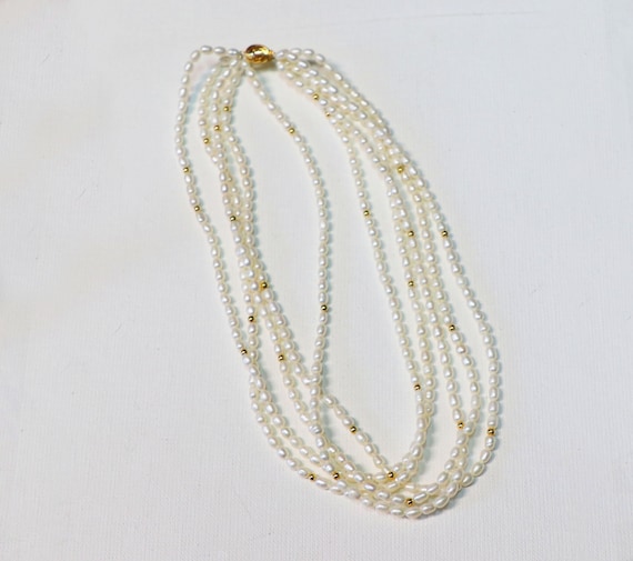 Rice pearl 2024 gold necklace