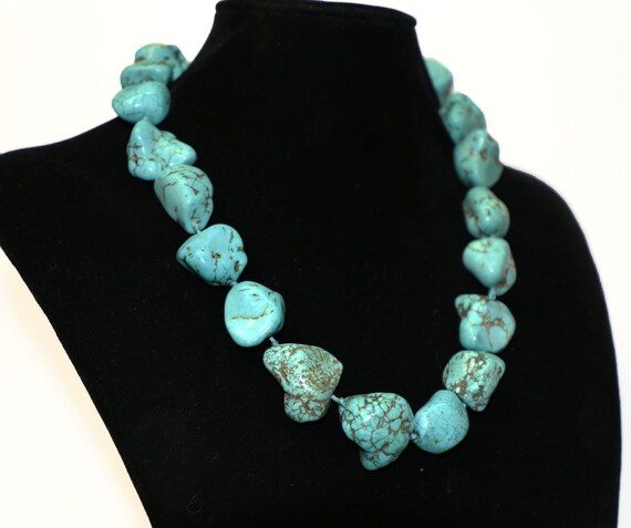 Necklace, Turquoise, nuggets, vintage, jewelry, b… - image 2