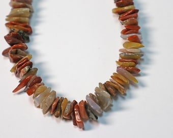 Necklace, Beaded, Stone, Agate, Quartz, Carnelian, Chip and Nugget, Earth Tones, Vintage, Estate, Jewelry