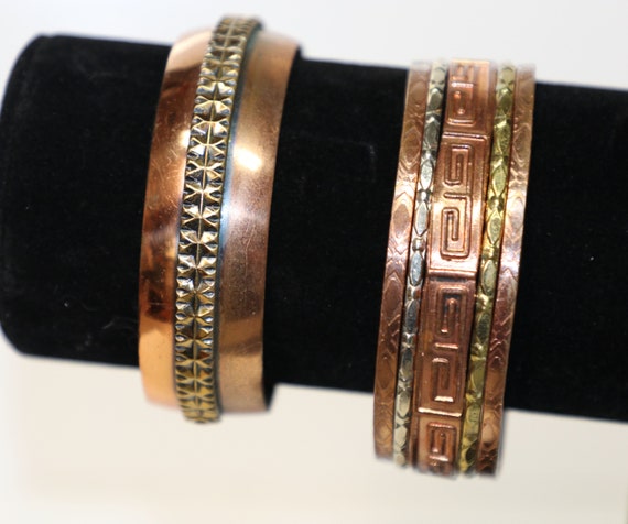 Bracelets, Copper, Cuff, Brass, Silver tone, Sout… - image 2