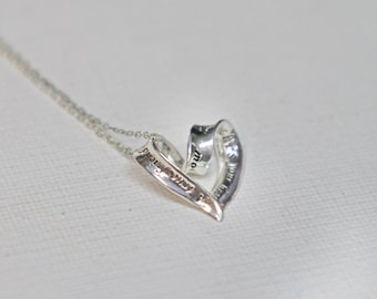 Necklace, Friendship, Silver tone, Heart, Inscribed, Delicate, Vintage, Jewelry, Keepsake