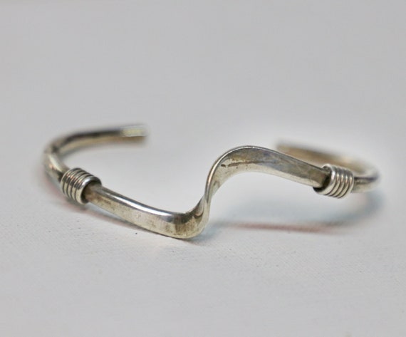 Bracelet, Sterling Silver, Wave, Silver wrapped, … - image 2