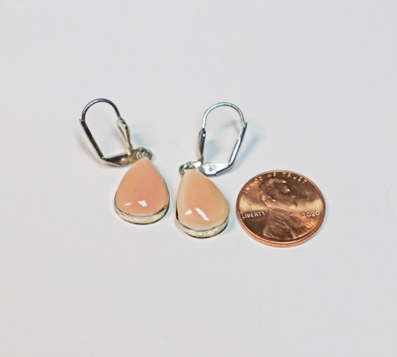 Earrings, Angel Skin Coral, Sterling Silver, Vint… - image 2