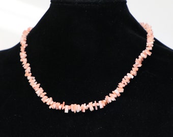 Necklace/Choker, Angel Skin, Coral, Silver, Vintage, Jewelry, Stick coral, Pink Coral, Mid-Century
