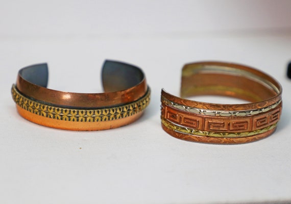 Bracelets, Copper, Cuff, Brass, Silver tone, Sout… - image 3