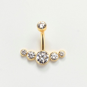 Gold Titanium Belly Button Ring: CZ Gem Navel Piercing, 14g