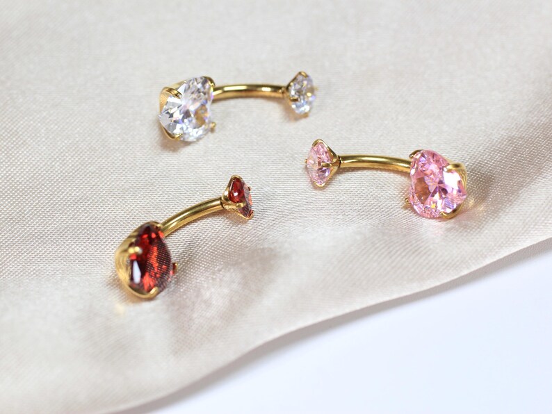 14g Titanium Belly Button Ring, Dainty Heart Belly Ring, Internally ...