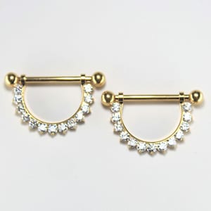 Crystal Dangle Nipple Piercing: 14g Titanium Barbell Jewelry