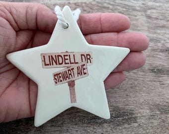 Personalized Photo Ceramic Star Ornament, Ceramic Tag