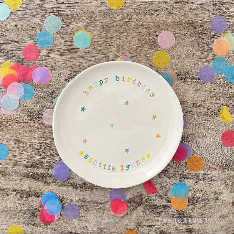 Birthday Celebration Plate, Custom Dessert Plate, Cake Plate, Cupcake Plate image 1