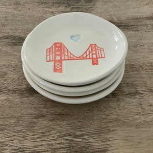 I Left my heart in San Francisco, Golden Gate Bridge Dish, Trinket Dish, ring holder, jewelry dish, Bridesmaid Gift