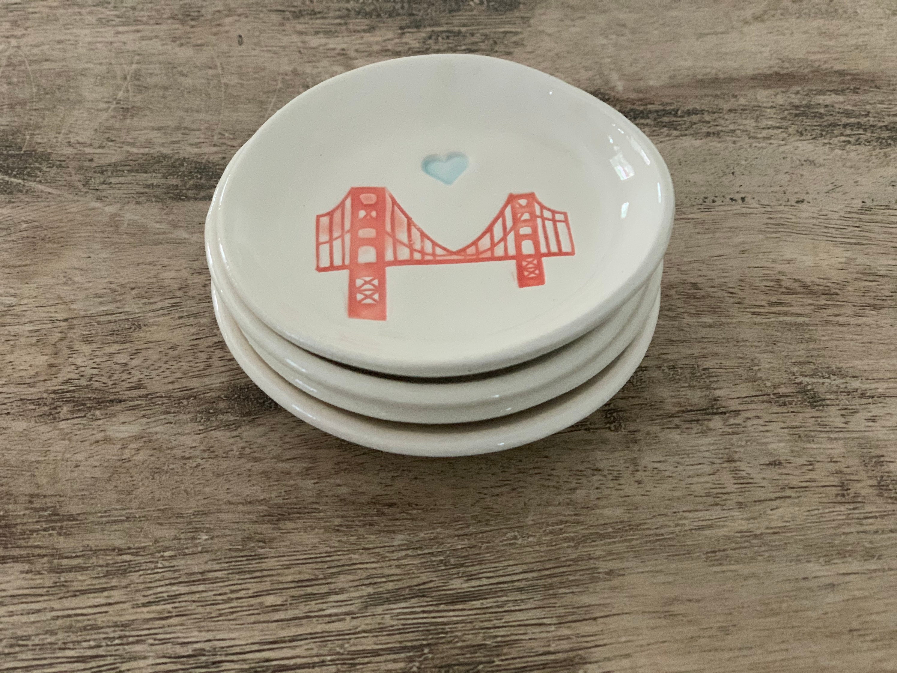 I Left my heart in San Francisco, Golden Gate Bridge Dish, Trinket Dish, ring holder, jewelry dish, Bridesmaid Gift