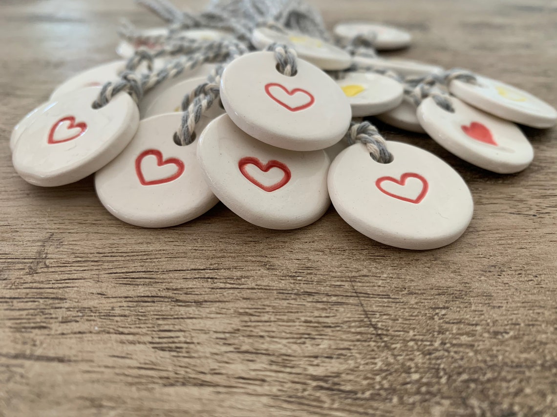Heart Ceramic Gift Tagset of 5 Etsy