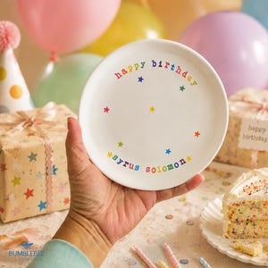 Birthday Celebration Plate, Personalized Dessert Plate, Cake Plate, Cupcake Plate