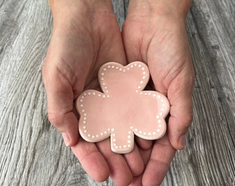 Pink Clover Dish, Trinket Dish, Ring Dish, Jewelry Dish, Clover