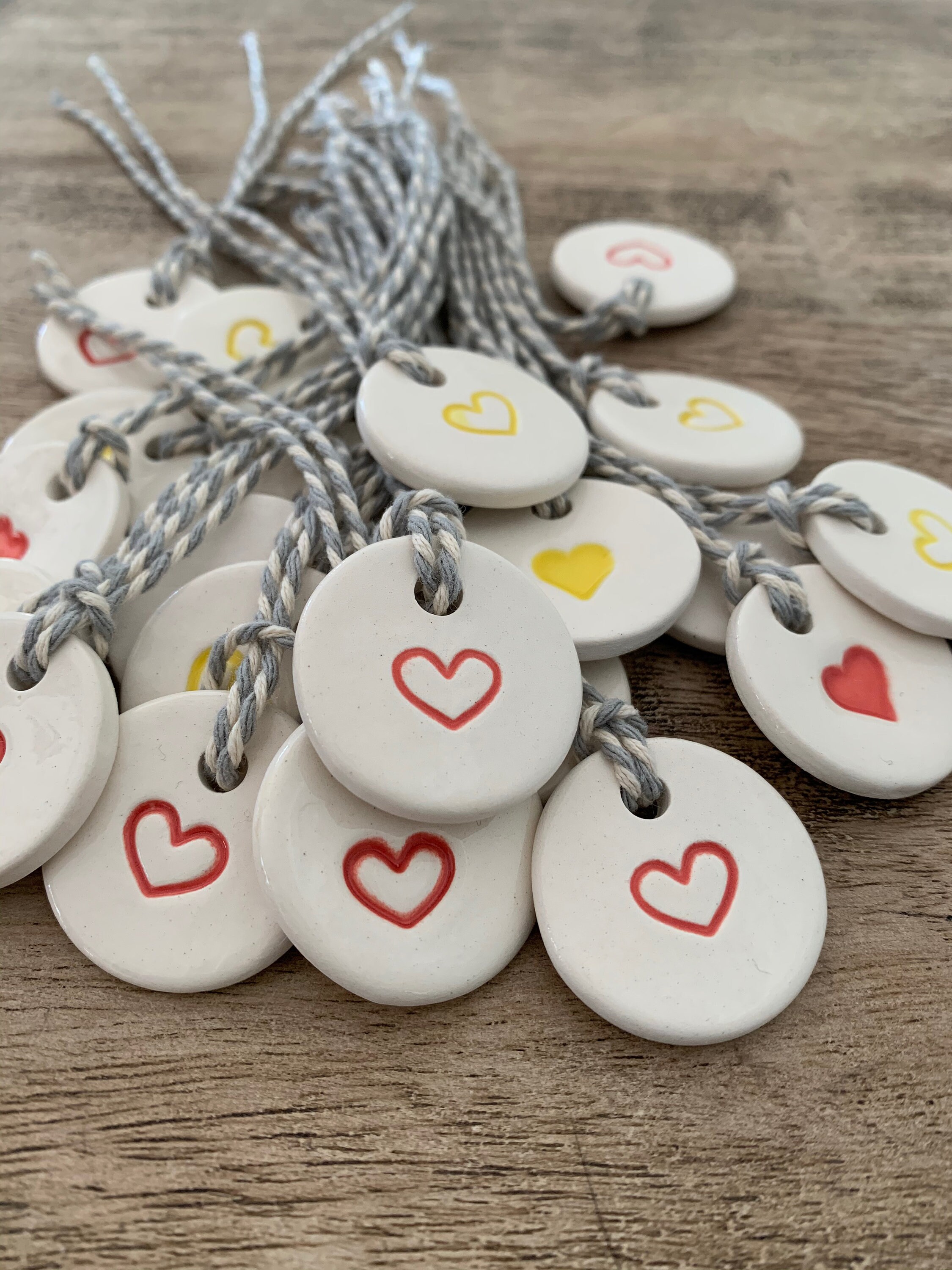 Heart Ceramic gift tagset of 5 Etsy