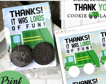 Garbage Truck Birthday Cookie Favor Bags, Printable Party Bag Decor, Garbage Truck Party Favors, Garbage Truck Birthday Party