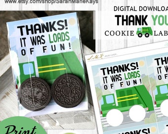 Garbage Truck Birthday Cookie Favor Bags, Printable Party Bag Decor, Garbage Truck Party Favors, Garbage Truck Birthday Party