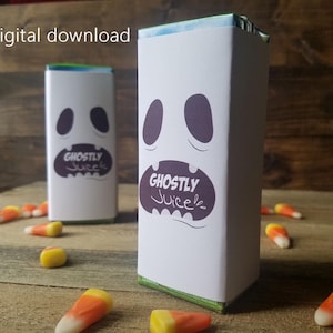 Halloween Juice Box Labels, Printable Monster Juice Box Covers, Printable School Classroom Treats, Halloween Party Decor, Ghost Juice