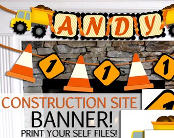 Construction Birthday Banner Printable Construction Birthday Etsy