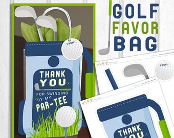 Golf Favor Bag Decor, Printable Golf Thank You Bag, Golf Birthday, Golf Birthday Decor, Golfing Birthday Hole in One, Digital File Only