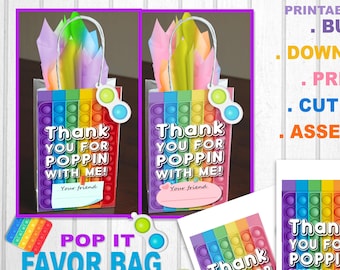 Pop It Birthday Favor Bag Decor, Popit birthday, Pop it Favors, Fidget Birthday, Digital Download, Editable Template