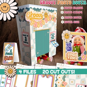 Groovy Elf Photo Booth i Rekwizyty, Pomysły Elfów, Znaki Elfów, Ramki i Rekwizyty Retro Elfów, Łatwy Pomysł Elfa, Natychmiastowe Pobieranie, Zestaw Retro Elfów do Wydruku