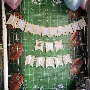 Touchdowns or Tutus Gender Reveal Banner, Printable Football burlap banner Blue