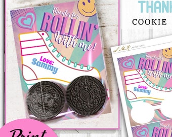 Roller Skate Birthday Cookie Favor Bags, Printable Party Bag Decor, Retro Skating Party Favors, Skate Treat Bag Inserts, Donuts Skate Label