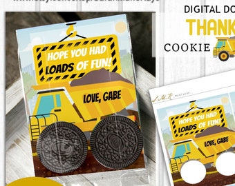 Dump Truck Birthday Cookie Favor Bags, Construction Birthday Printable Party Bag Decor, Construction Party Favors, Digital Download