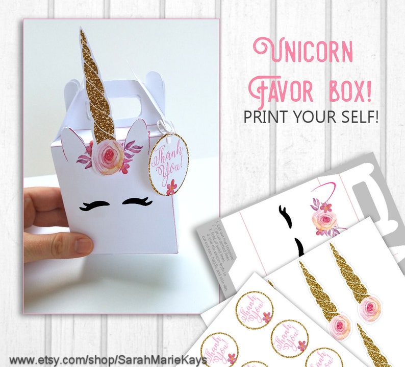 Unicorn Birthday Favor Bag Decorations, Unicorn Print Outs, Unicorn Favor Bags, DIY Printouts image 10