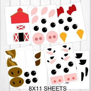 Farm Animal Gift Bag Decorations, Farm Animal Print Outs, Barn Favor ...