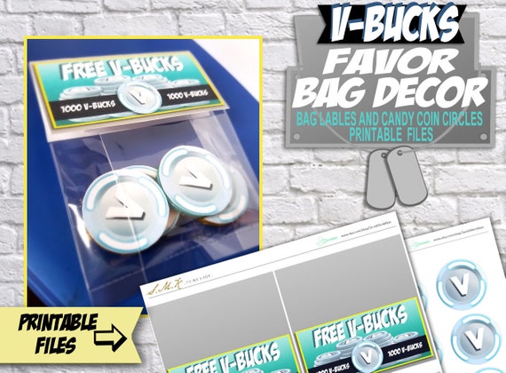 fortnite inspired v bucks favor bags printable party bag