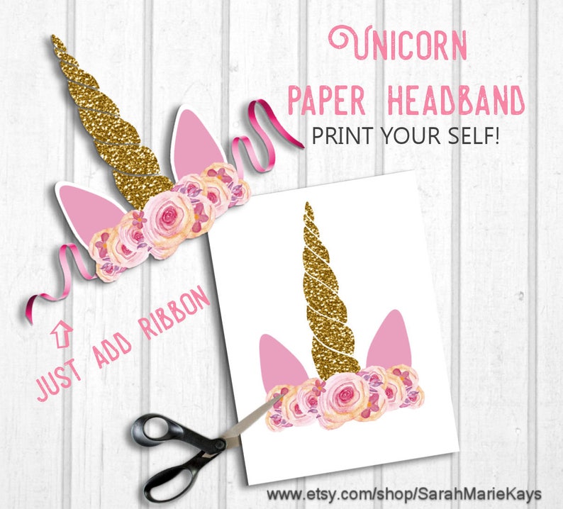 printable unicorn party headband unicorn print outs