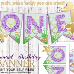 Mermaid Favor Bag Printable Template Birthday Favor Treat Bags Purple ...