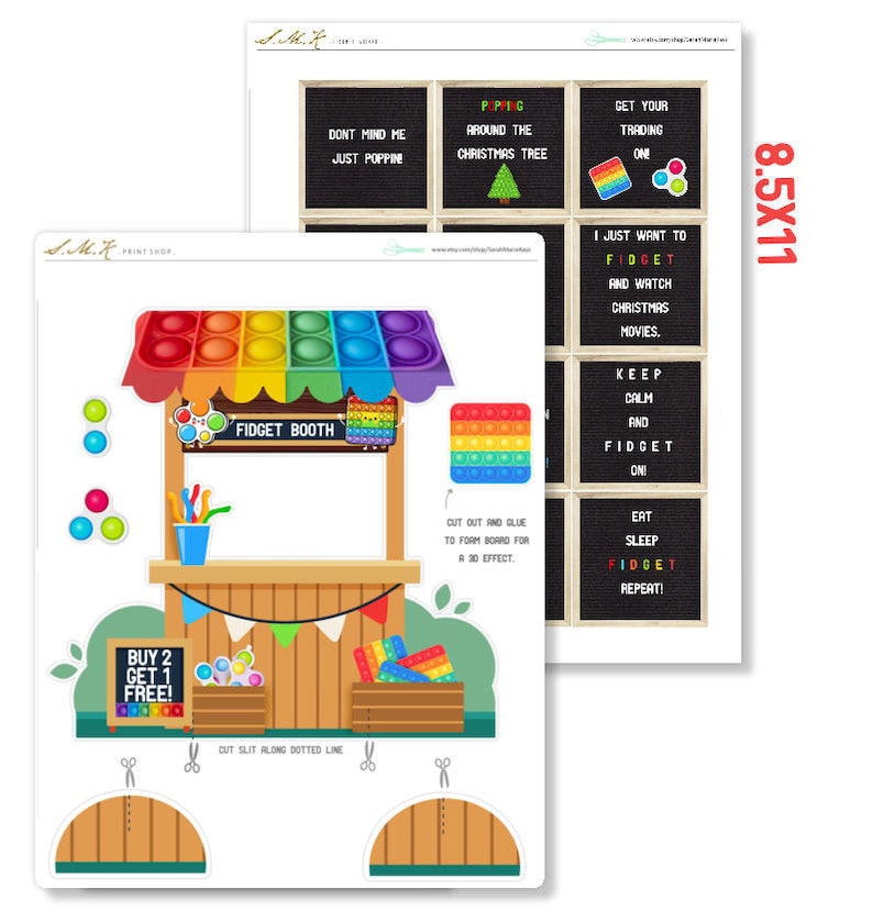 Elf Fidget Booth and Notes Letter Board Signs Pop It Elf Etsy