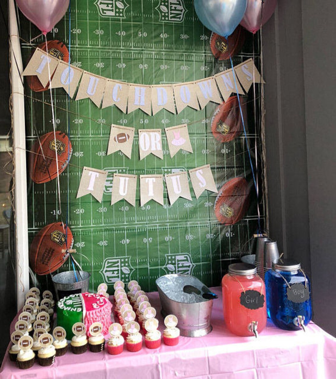 Touchdowns or Tutus Gender Reveal Banner, Printable Football Burlap ...