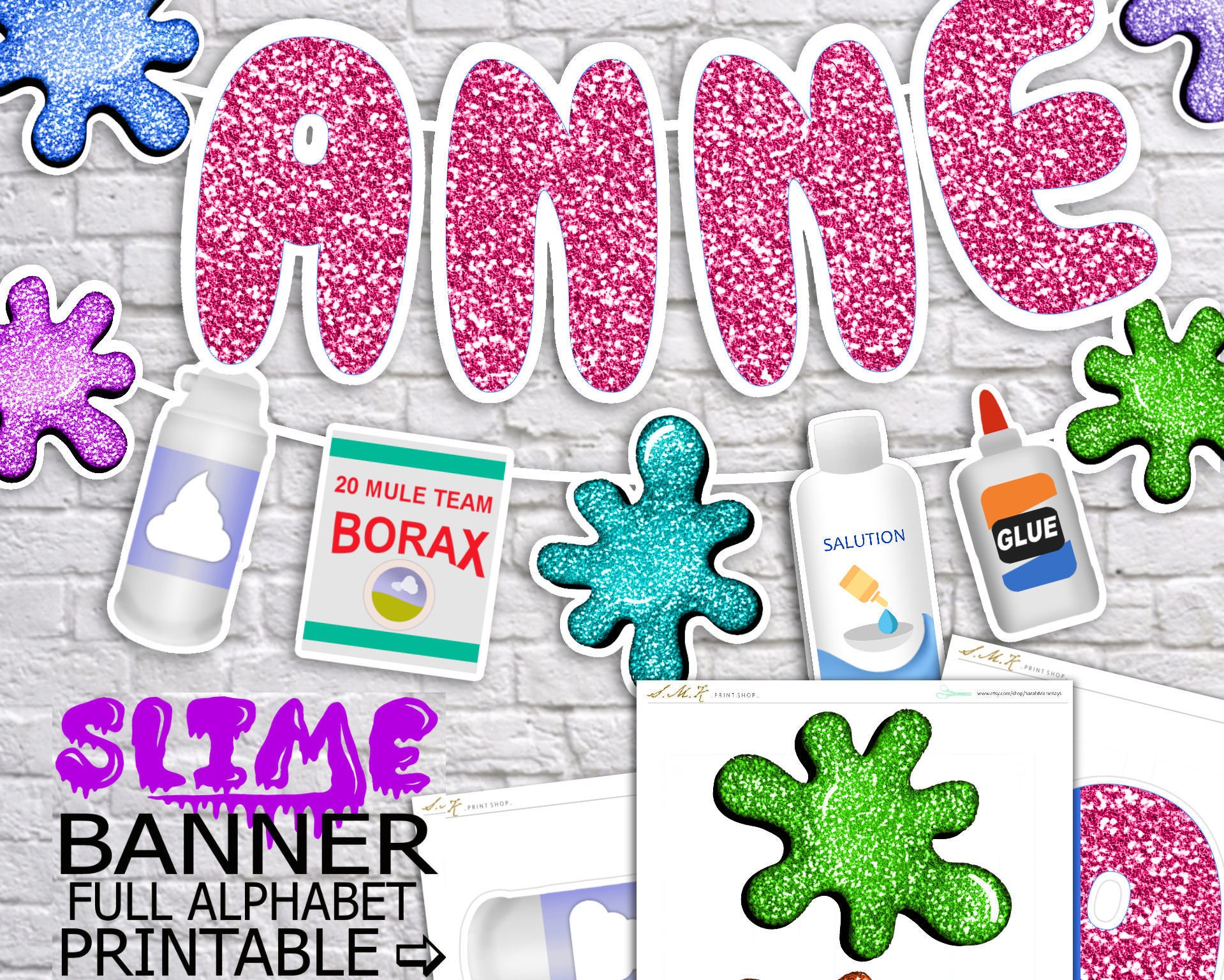 Slime banner, Printable Slime banner, Slime party, Slime Station,Slime  Party Supplies, Slime party Decorations, Kids DIY Slime