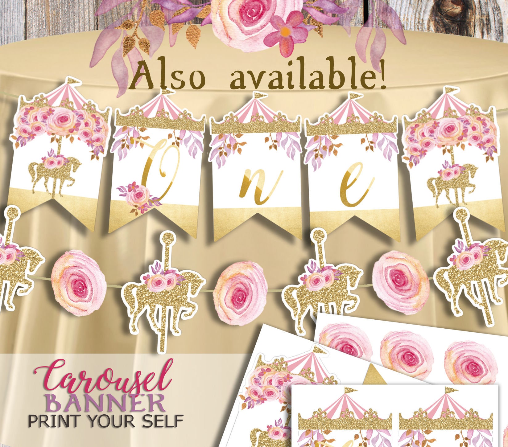 Carousel Favor Bag Decor Printable Carousel Birthday Favor Etsy