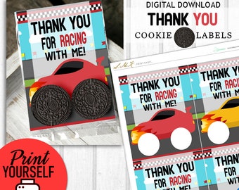 Race Car Birthday Cookie Favor Bags, Printable Party Bag Decor, Spare Tires, Race Cars Birthday Party Decor