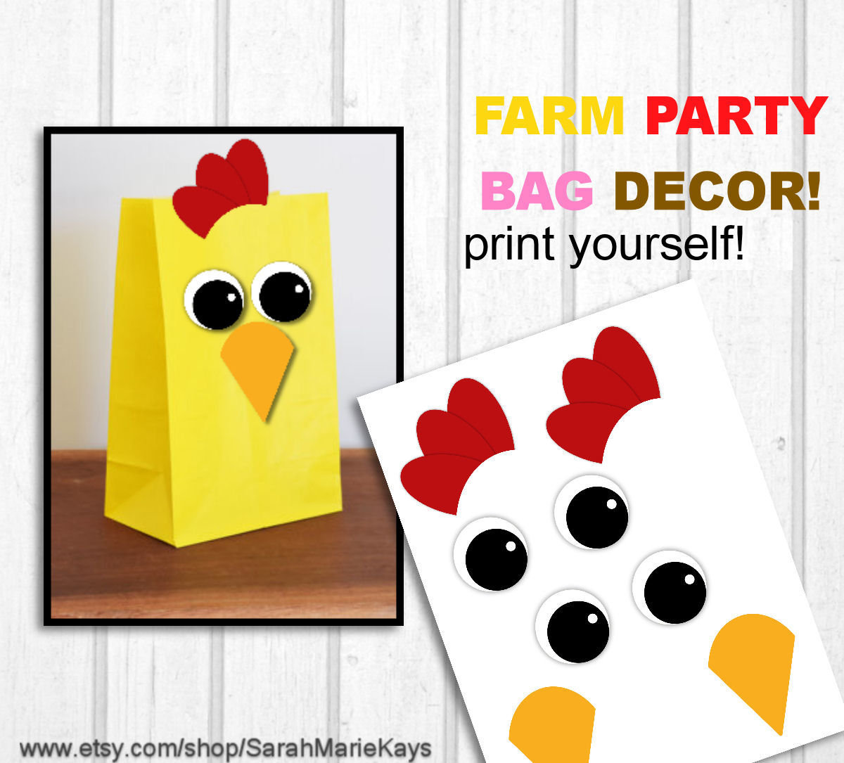 Farm Animal Gift Bag Decorations Farm Animal Print Outs Barn | Etsy